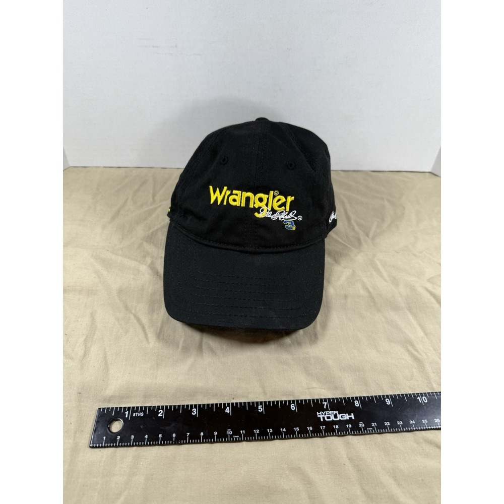Dale Earnhardt Wrangler Hat Black, Yellow 3, Stars - Nascar - Vintage